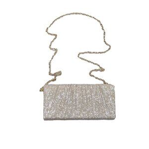 Women’s clutch purse - high sparkle - champagne - magnetic snap - chain - NWOT